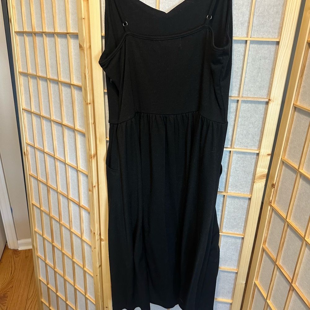 Elegant Black Women's cotton dress  with adjustable spaghetti straps size L